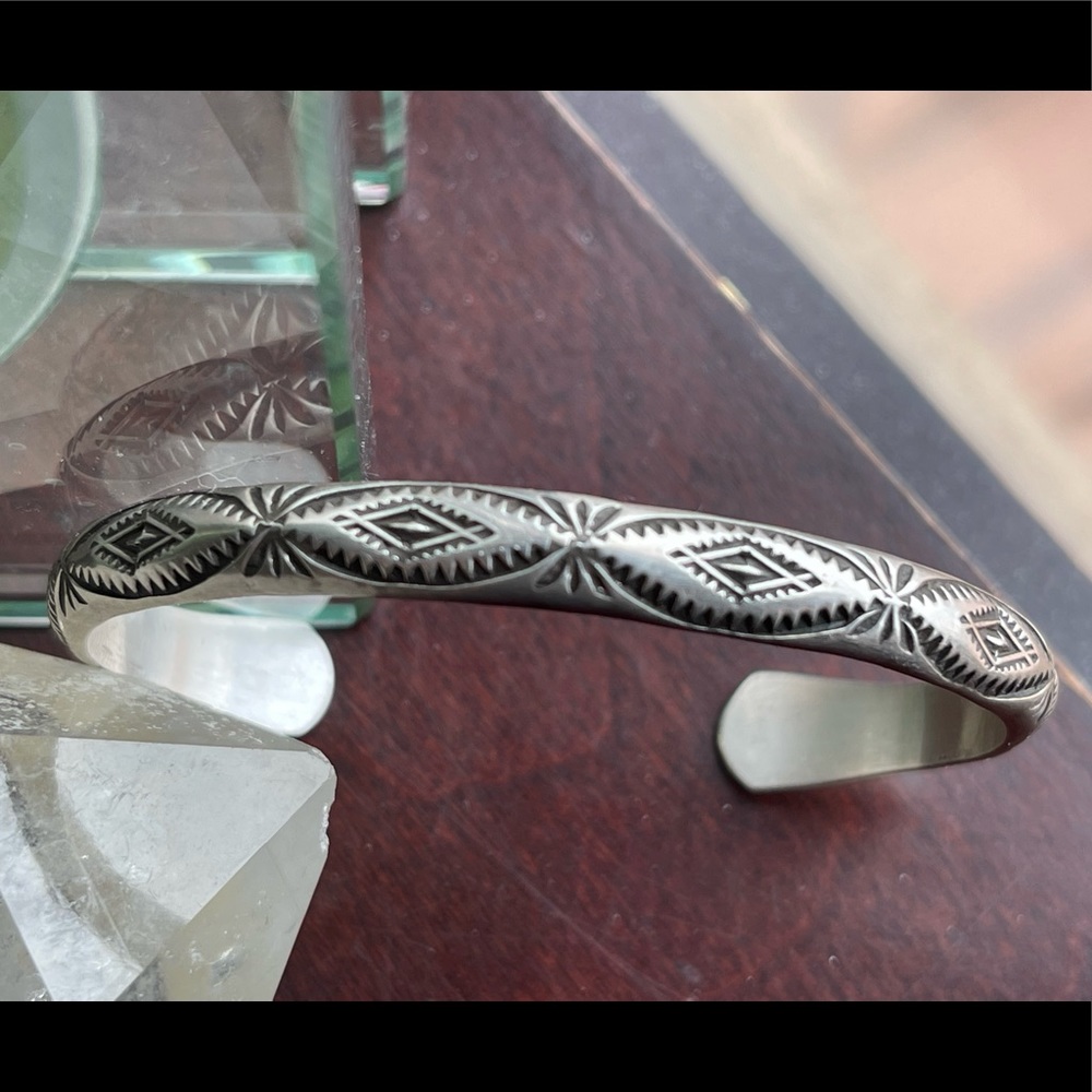 Alvin Toadacheene Stamped Sterling Cuff